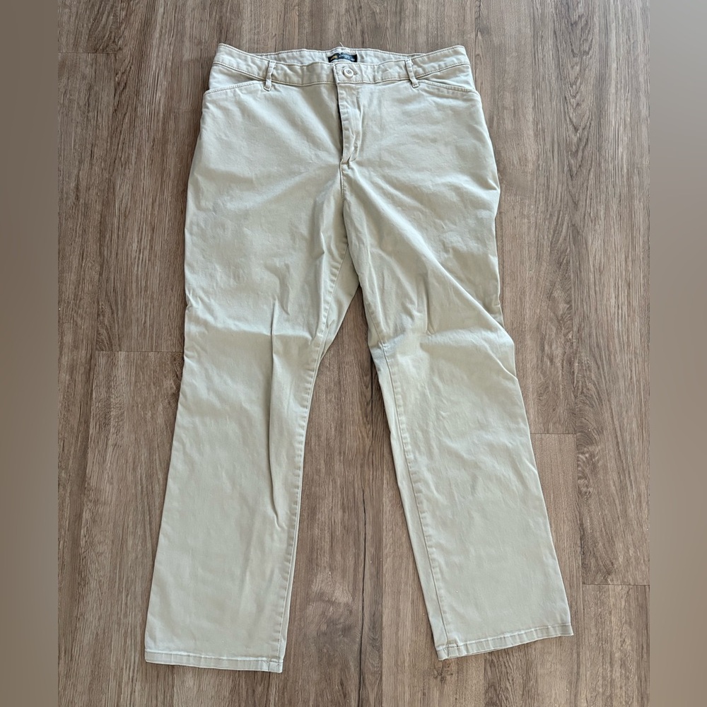 Beige Straight-Leg Pants